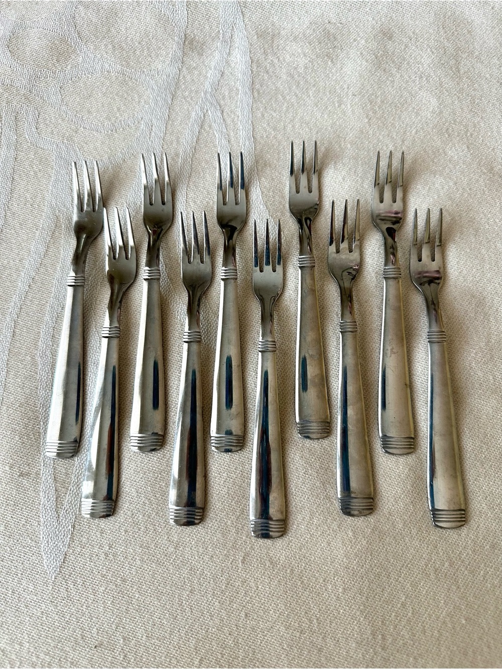 Cambridge Stainless Steel Cocktail Seafood Forks Set of 10 Three Tine - Picture 2 of 5